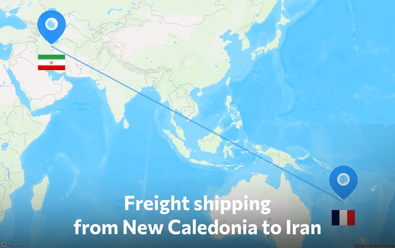 Shipping route from New Caledonia to Iran