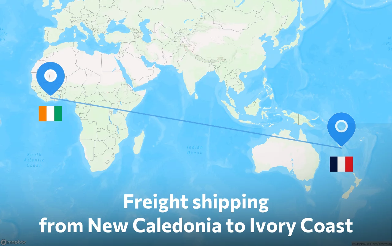 Shipping route from New Caledonia to Ivory Coast