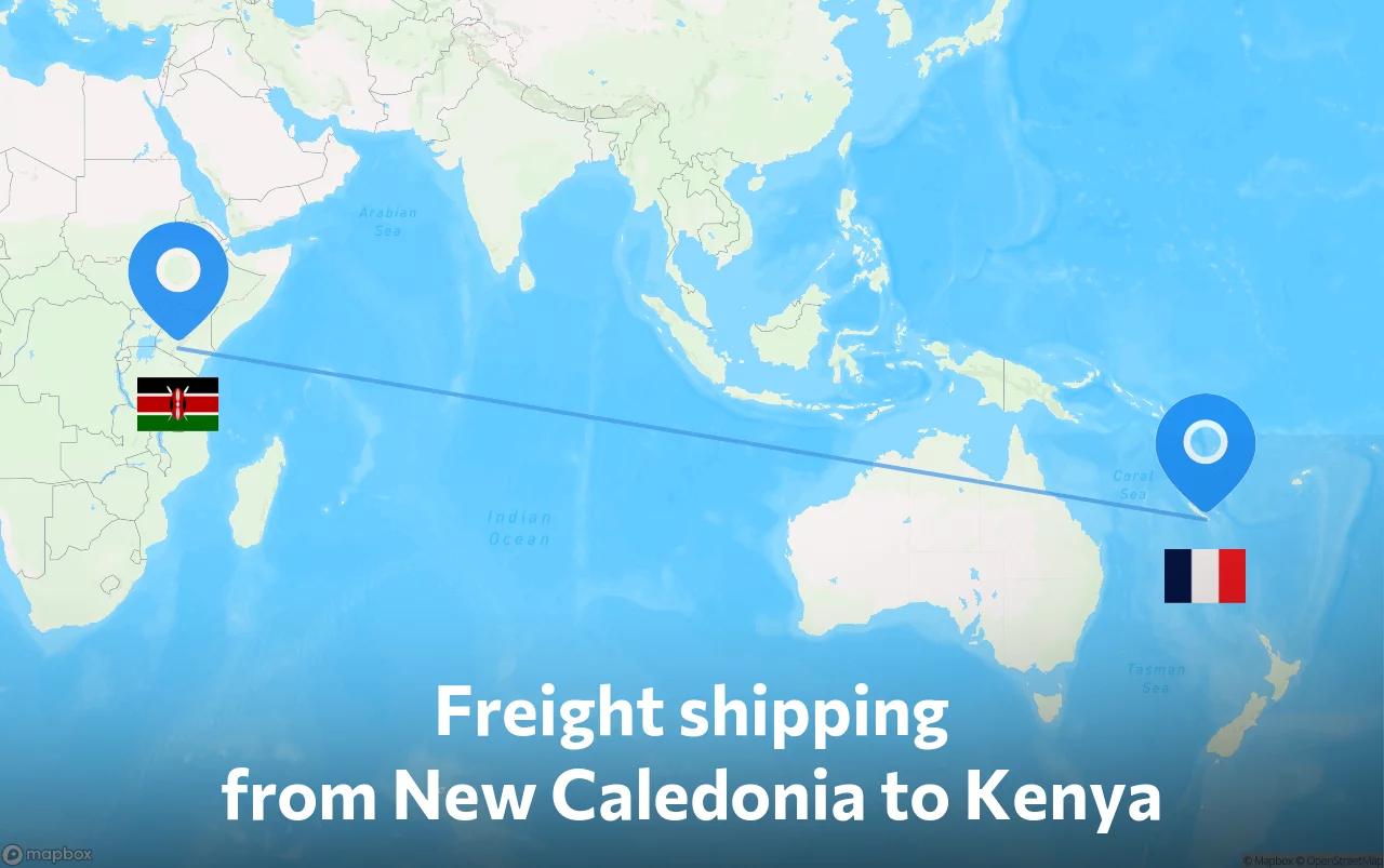 Shipping route from New Caledonia to Kenya