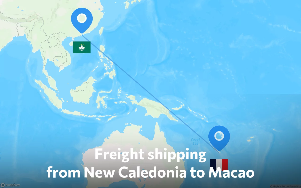 Shipping route from New Caledonia to Macao