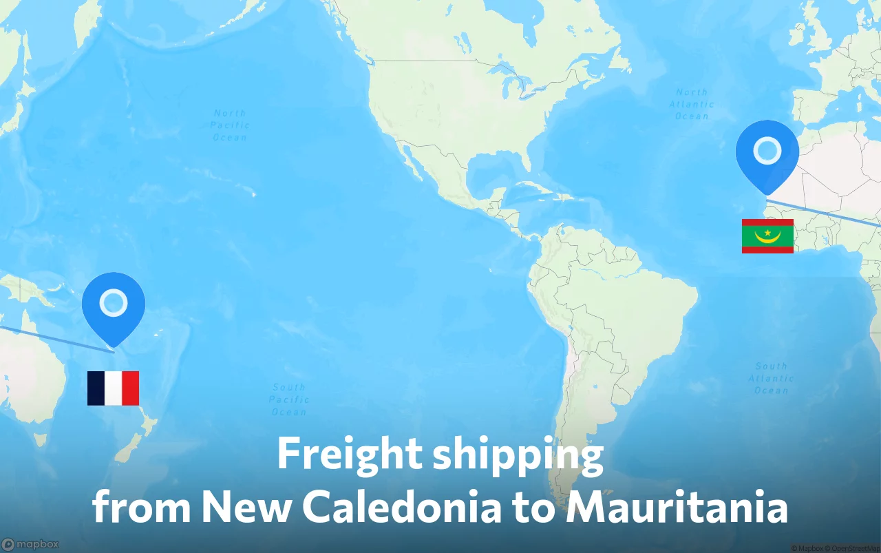 Shipping route from New Caledonia to Mauritania
