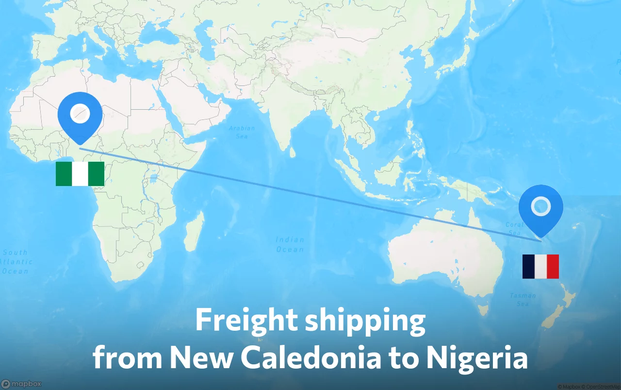 Shipping route from New Caledonia to Nigeria