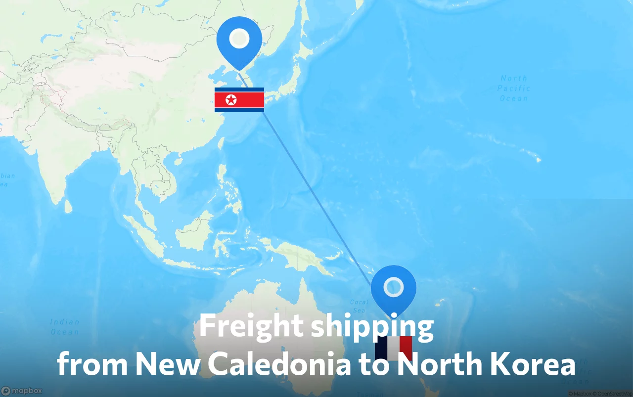 Shipping route from New Caledonia to North Korea