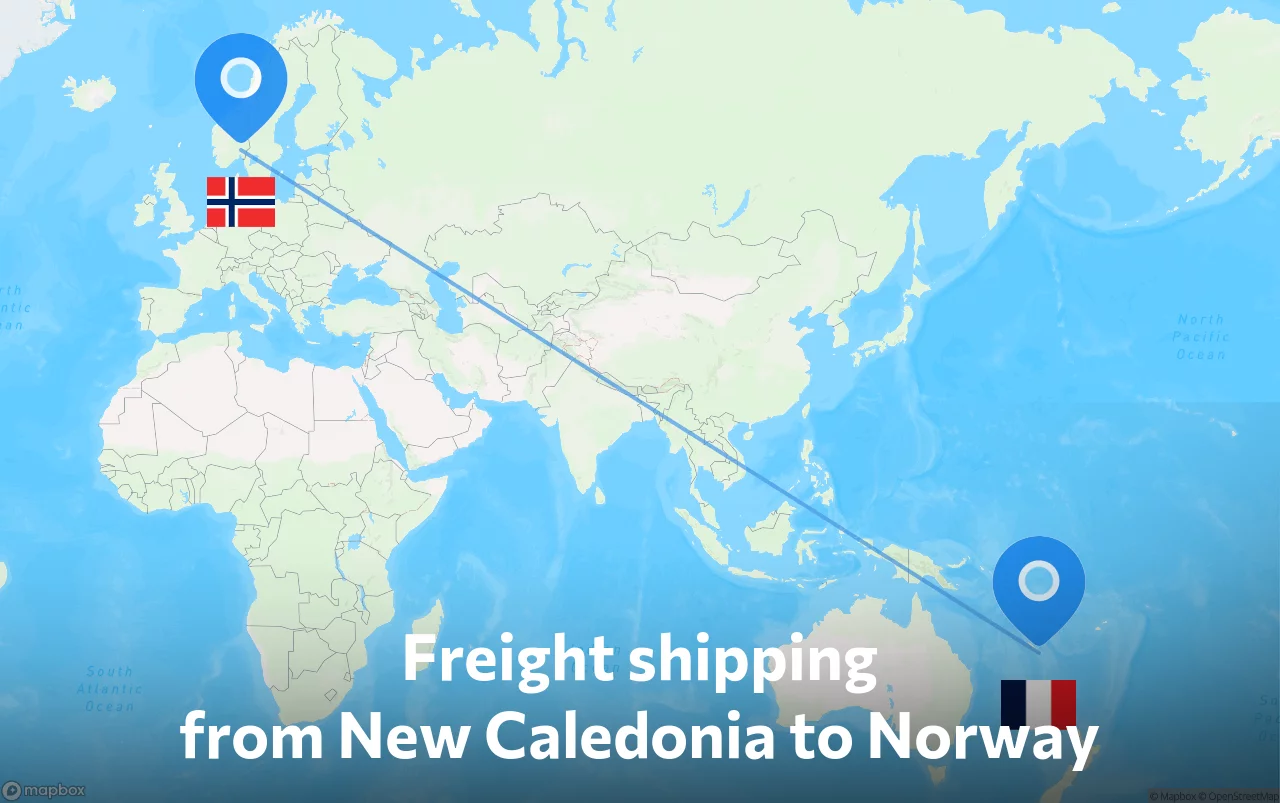 Shipping route from New Caledonia to Norway