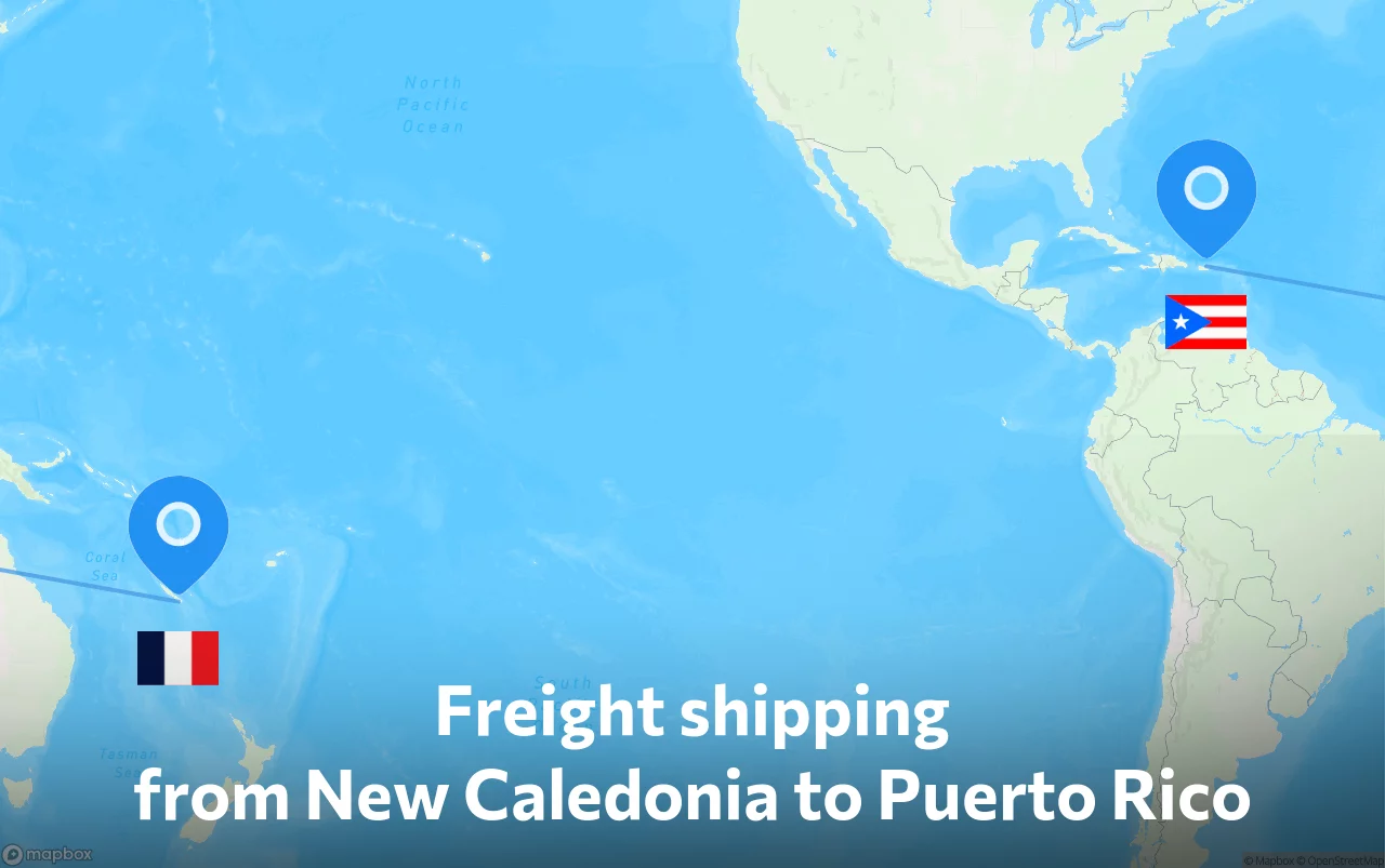 Shipping route from New Caledonia to Puerto Rico