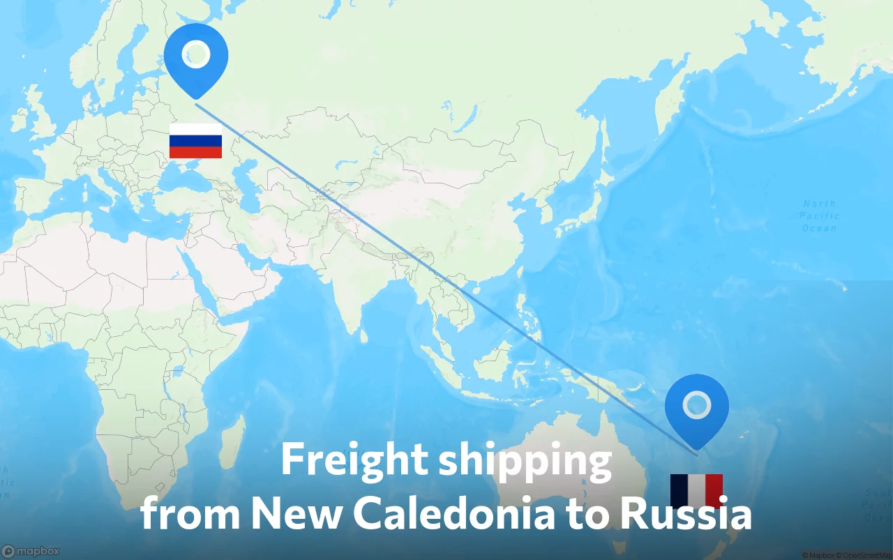 Shipping route from New Caledonia to Russia