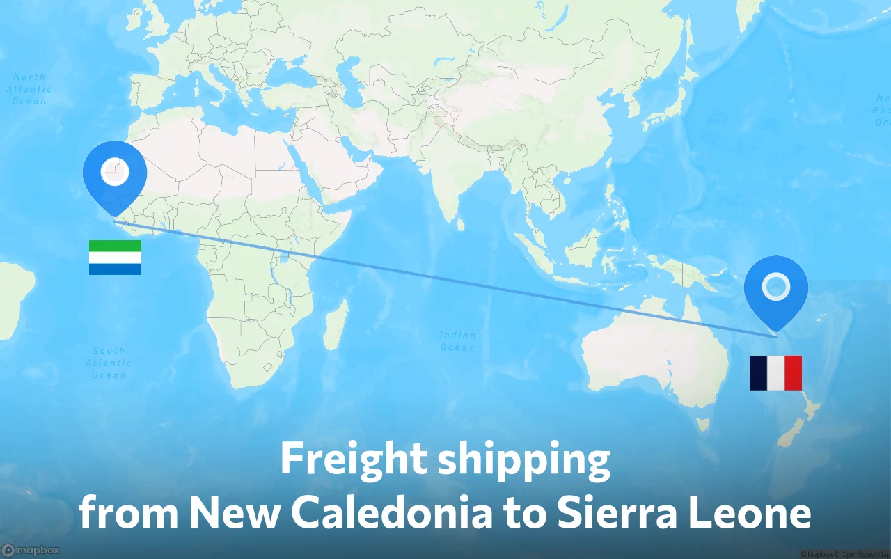 Shipping route from New Caledonia to Sierra Leone