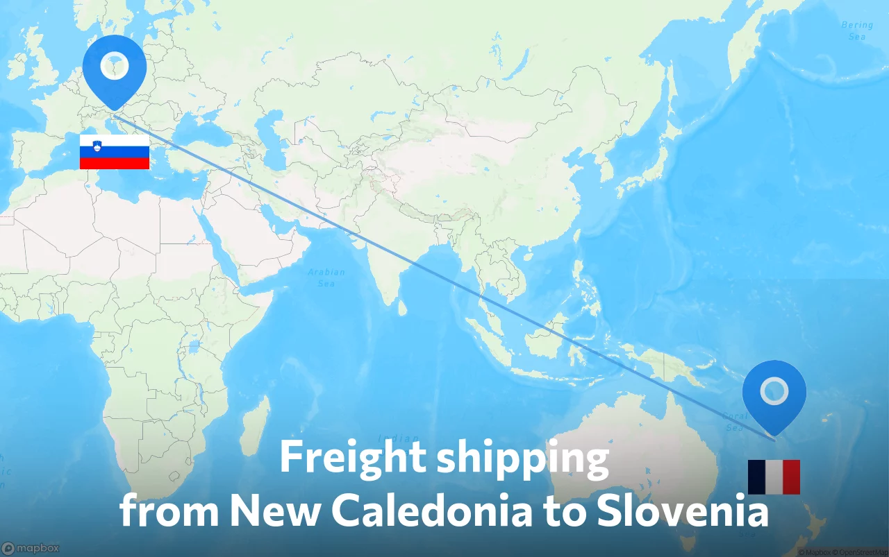 Shipping route from New Caledonia to Slovenia