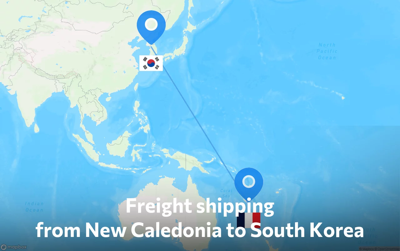 Shipping route from New Caledonia to South Korea