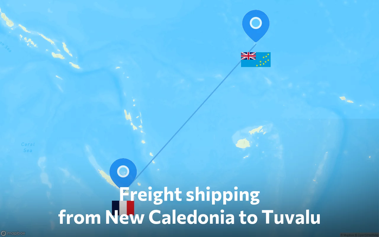 Shipping route from New Caledonia to Tuvalu