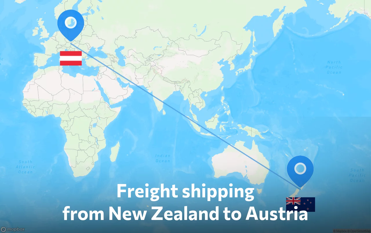 Shipping route from New Zealand to Austria