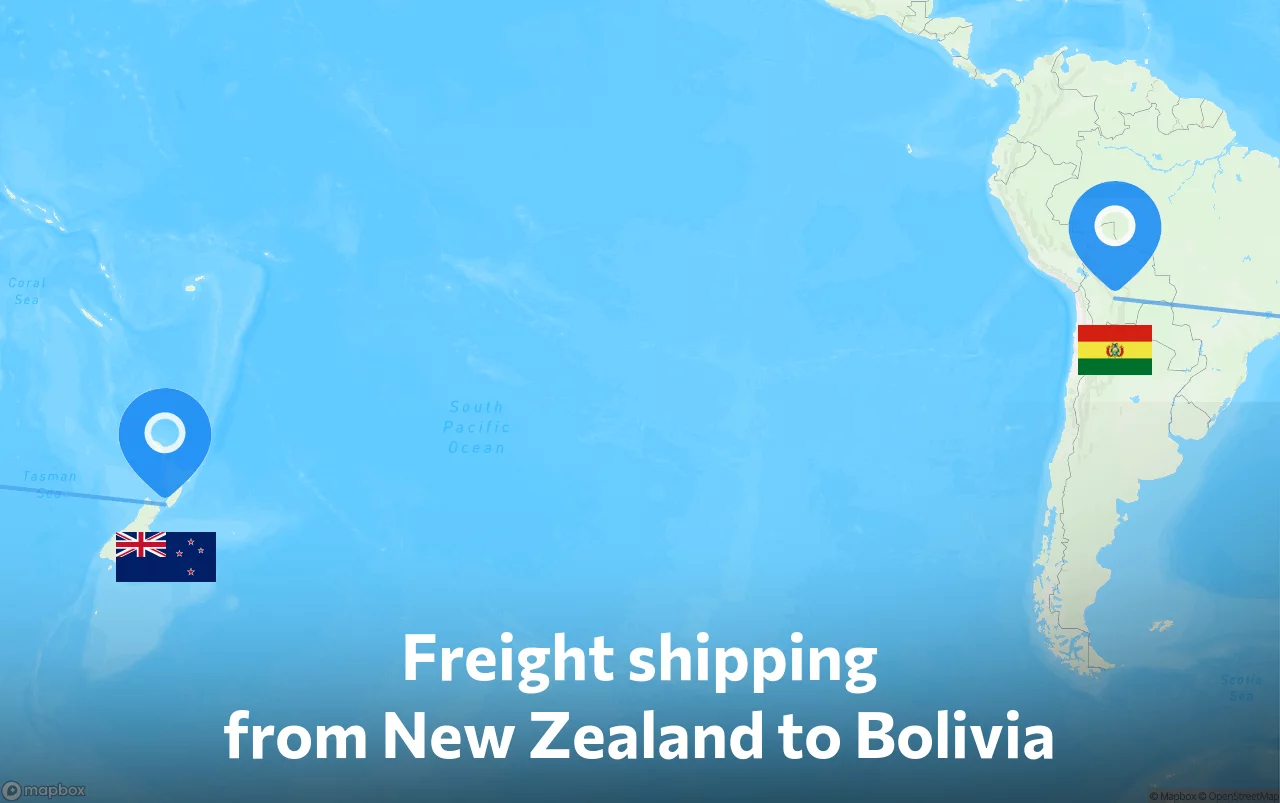 Shipping route from New Zealand to Bolivia