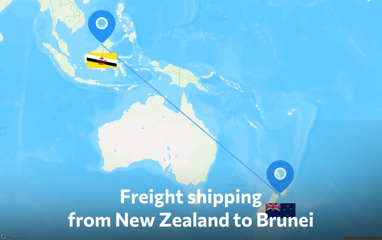 Shipping route from New Zealand to Brunei