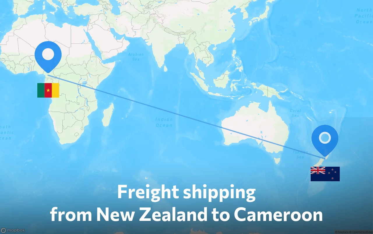 Shipping route from New Zealand to Cameroon