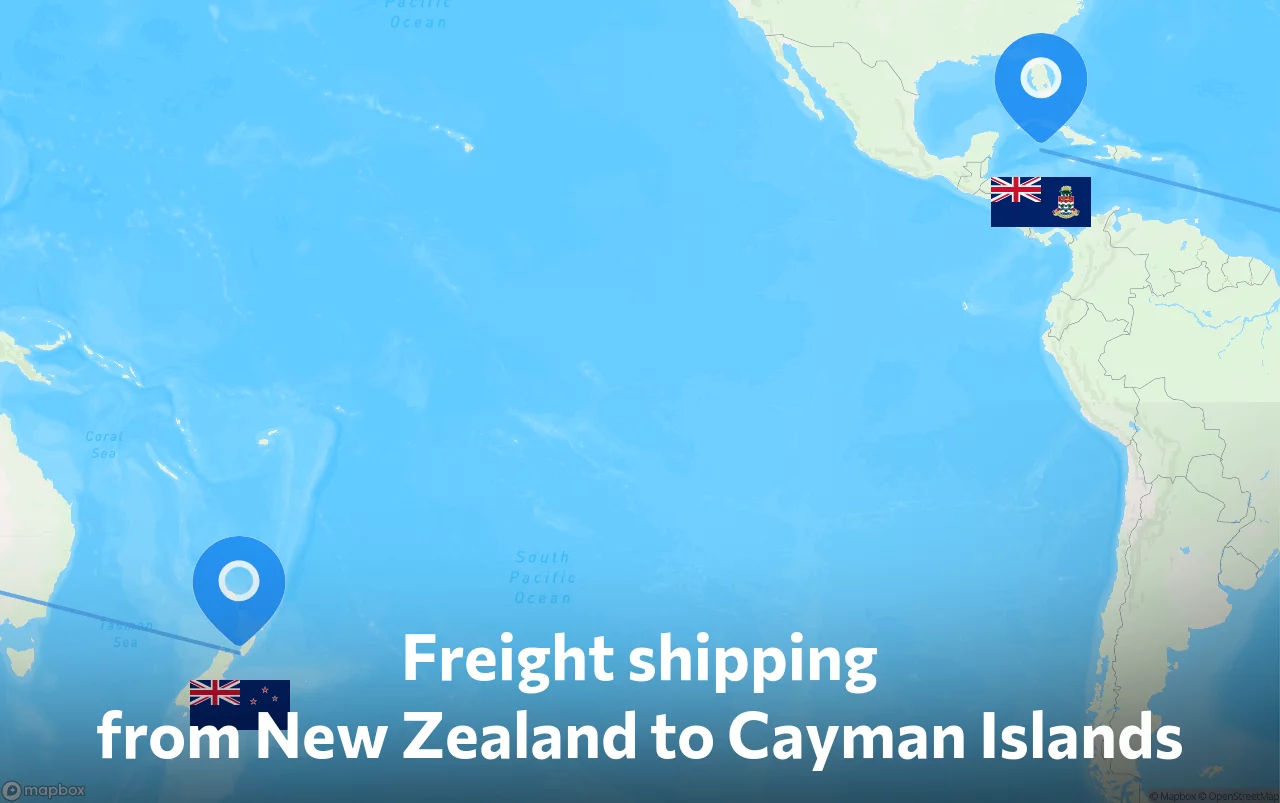 Shipping route from New Zealand to Cayman Islands