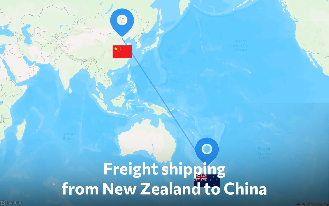 Shipping route from New Zealand to China