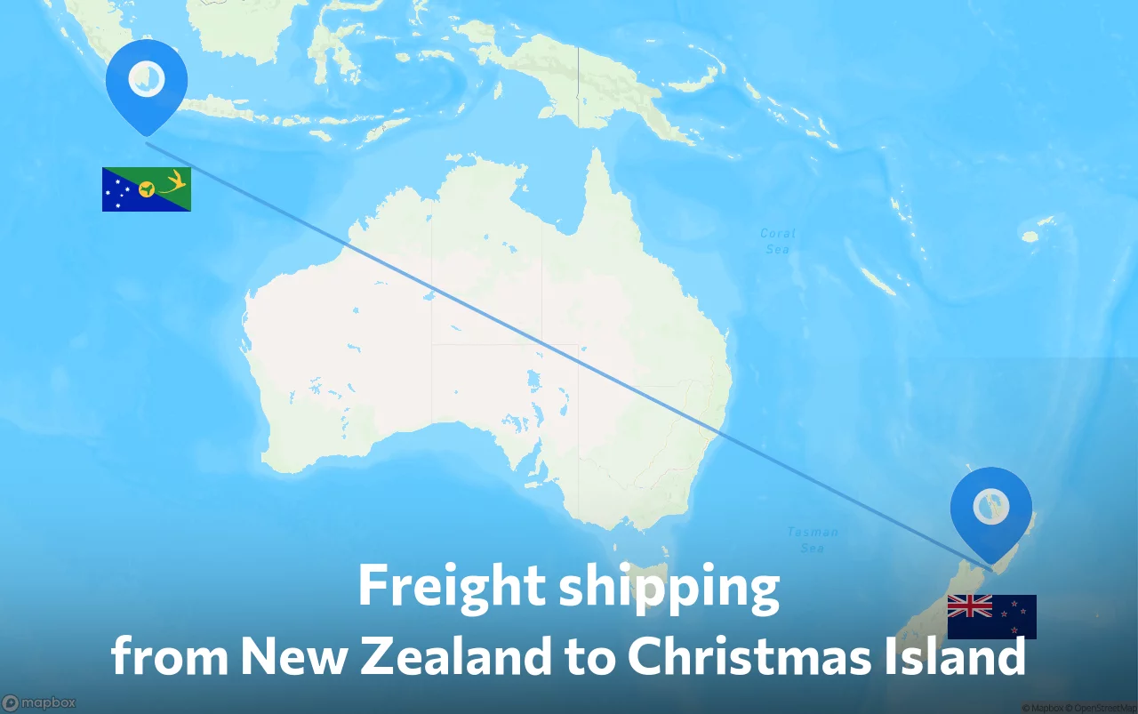Shipping route from New Zealand to Christmas Island