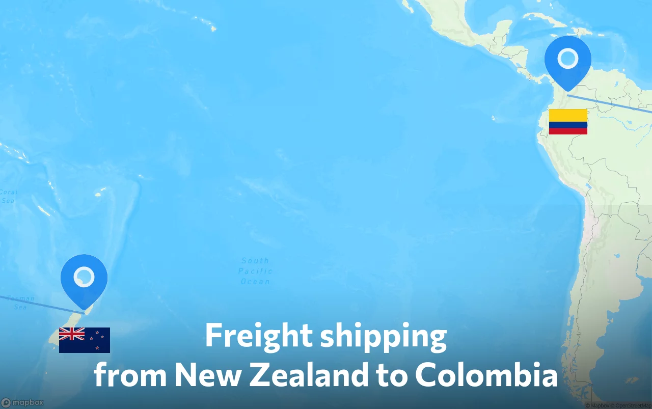 Shipping route from New Zealand to Colombia