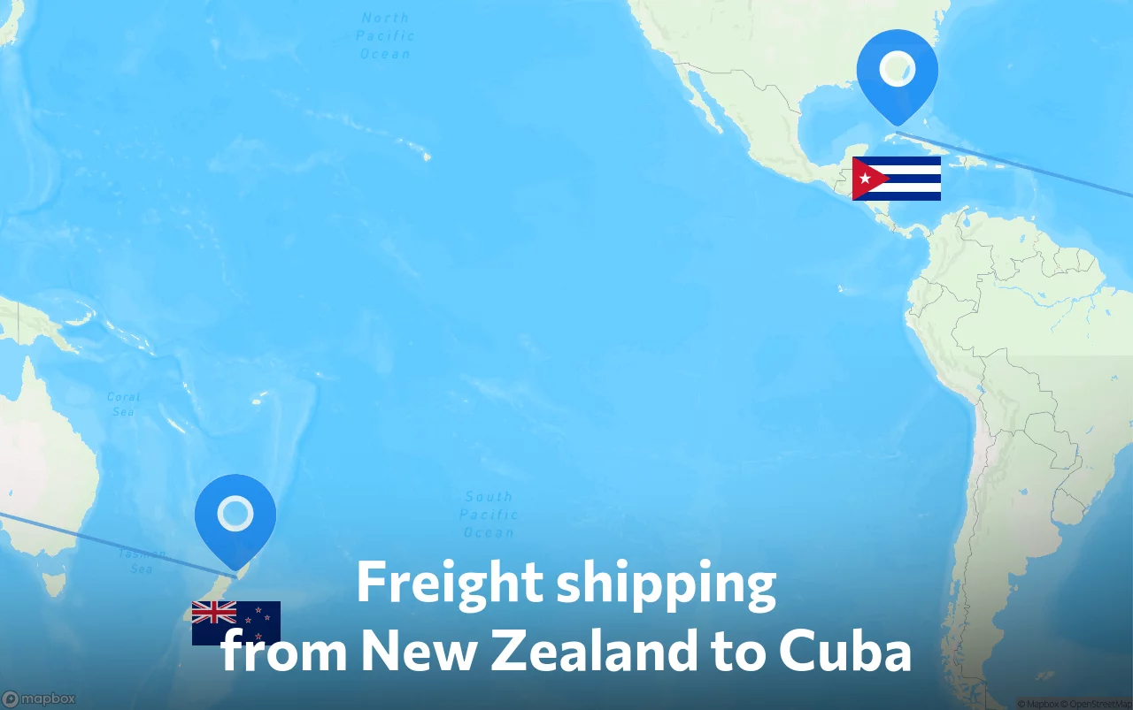 Shipping route from New Zealand to Cuba