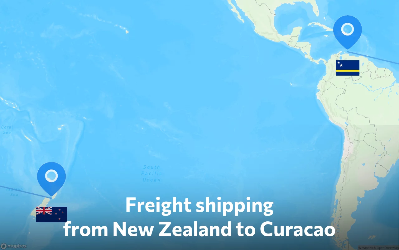 Shipping route from New Zealand to Curacao