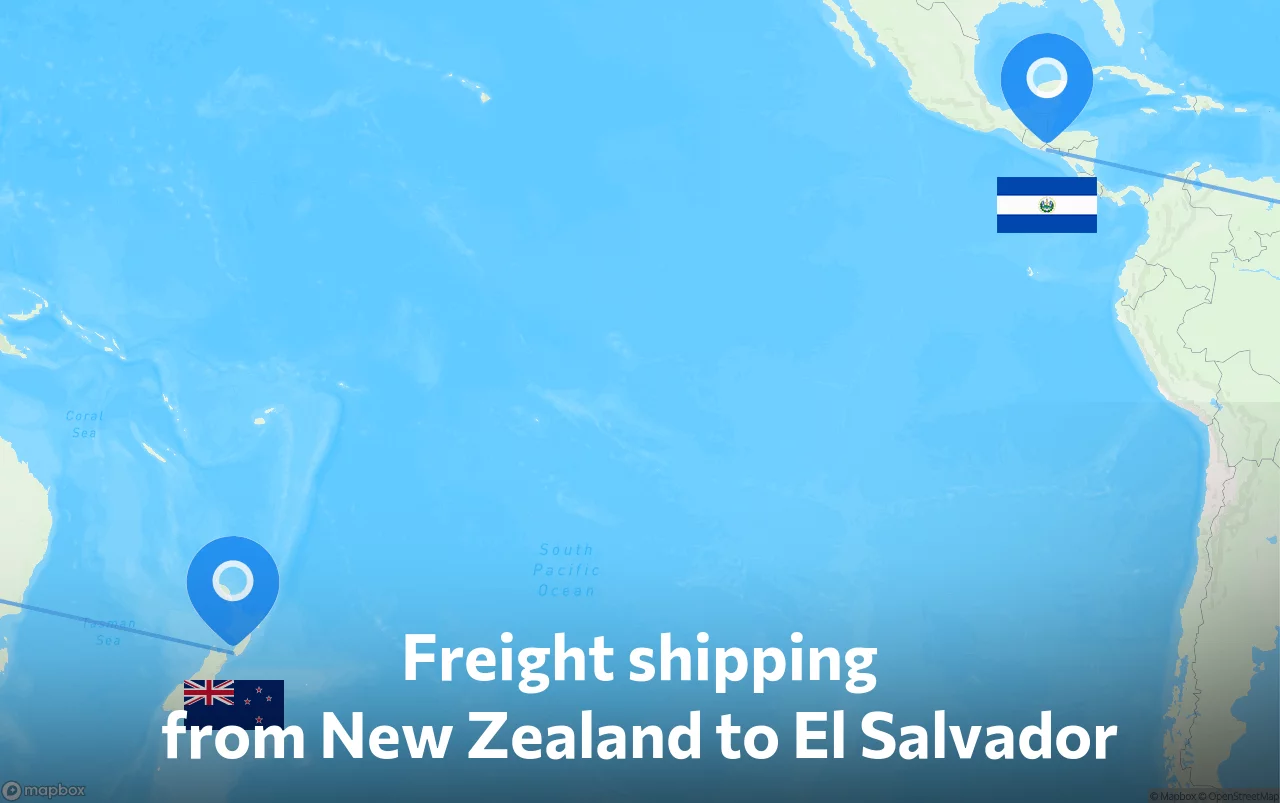 Shipping route from New Zealand to El Salvador