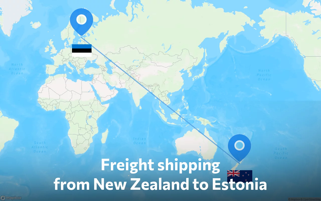 Shipping route from New Zealand to Estonia