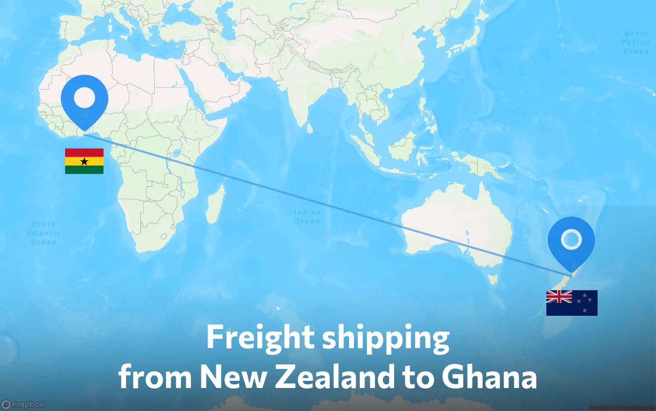 Shipping route from New Zealand to Ghana