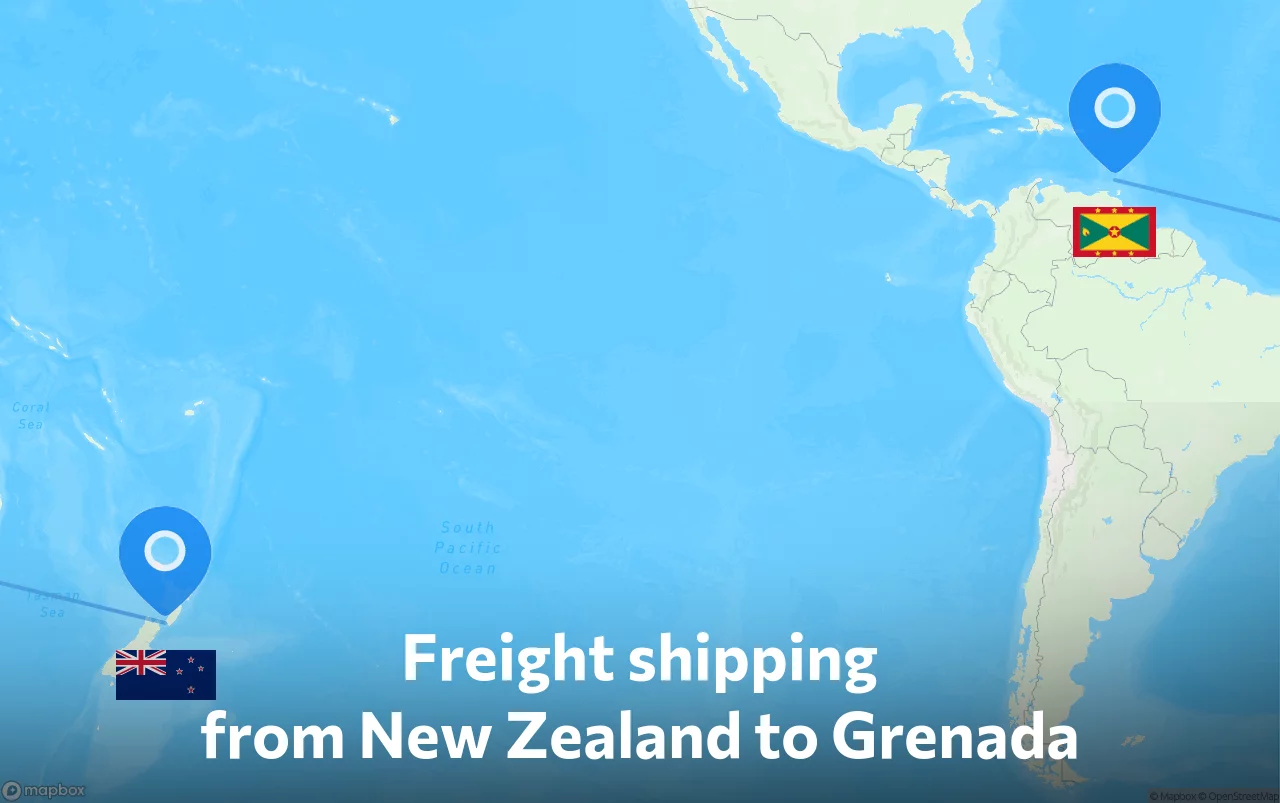 Shipping route from New Zealand to Grenada