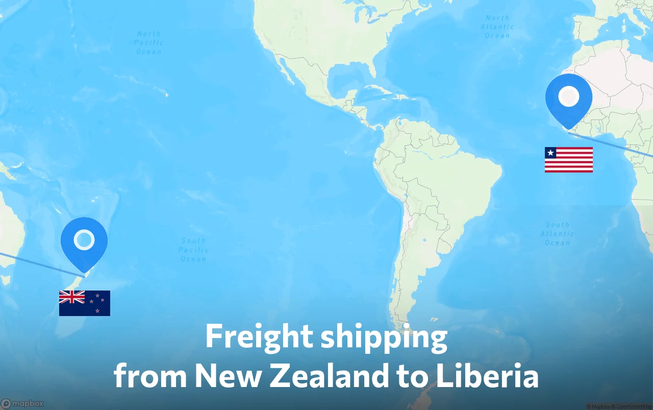 Shipping route from New Zealand to Liberia