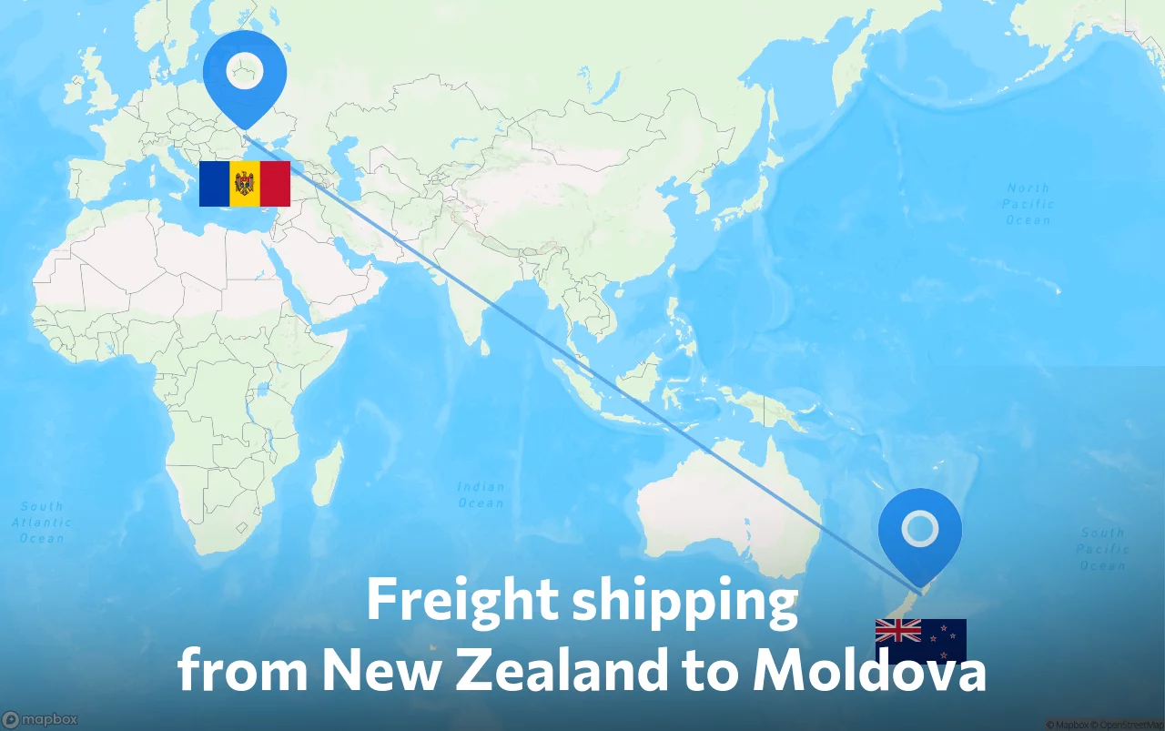 Shipping route from New Zealand to Moldova