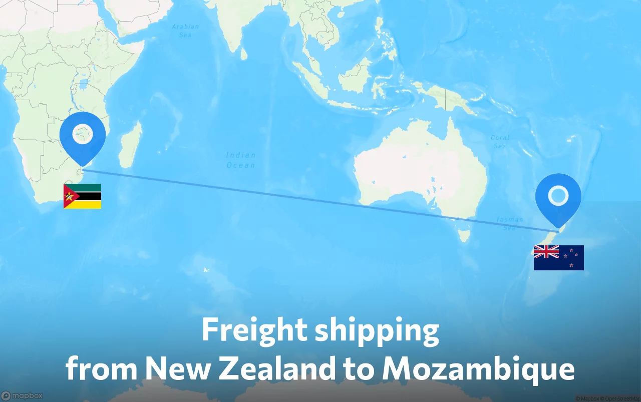 Shipping route from New Zealand to Mozambique