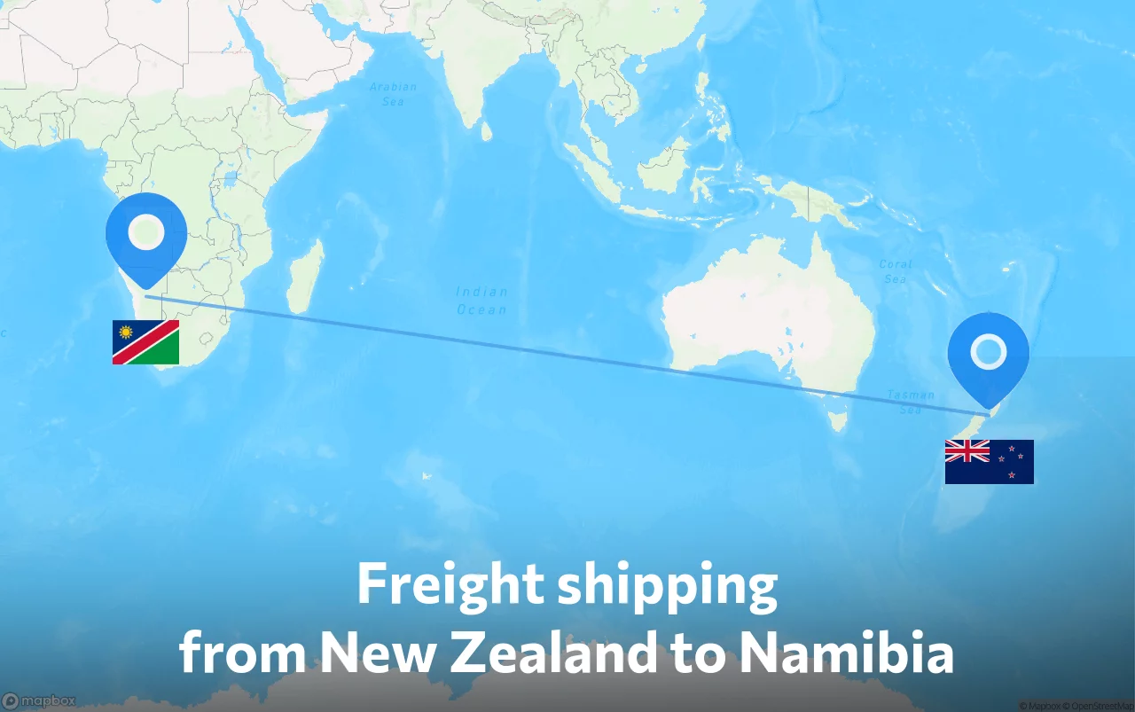 Shipping route from New Zealand to Namibia
