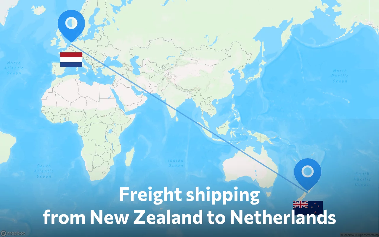 Shipping route from New Zealand to Netherlands