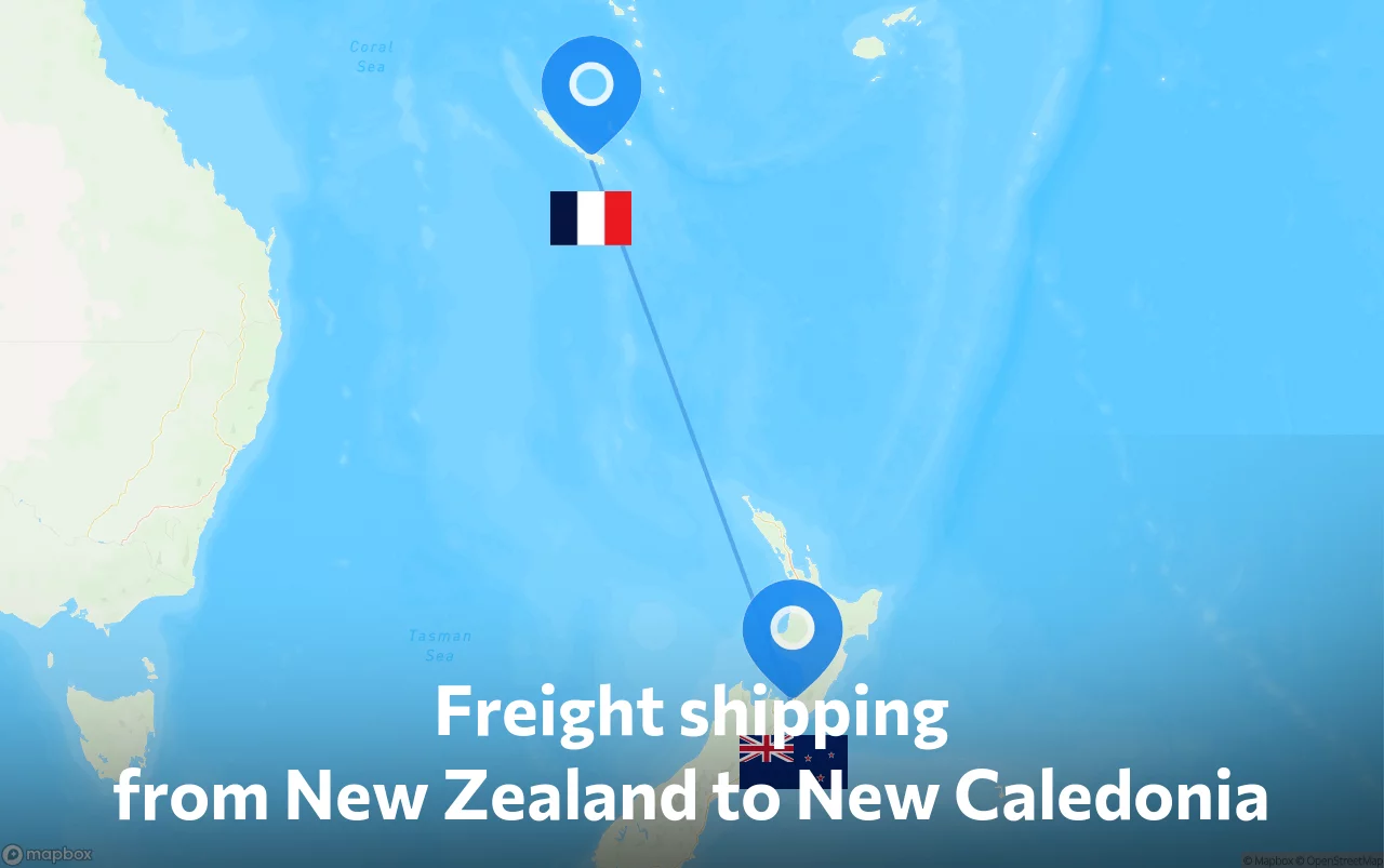 Shipping route from New Zealand to New Caledonia