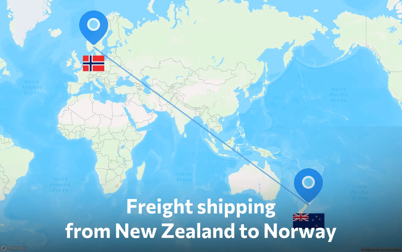 Shipping route from New Zealand to Norway