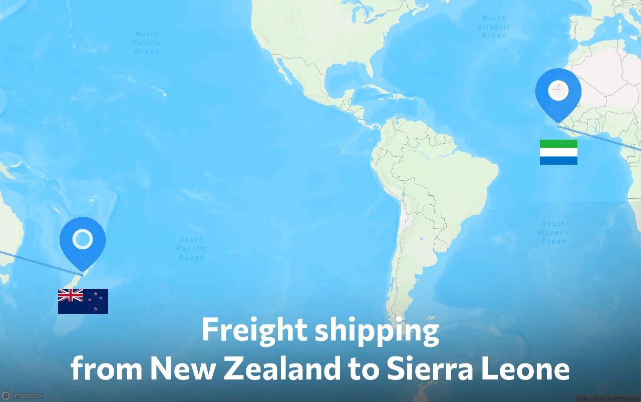Shipping route from New Zealand to Sierra Leone