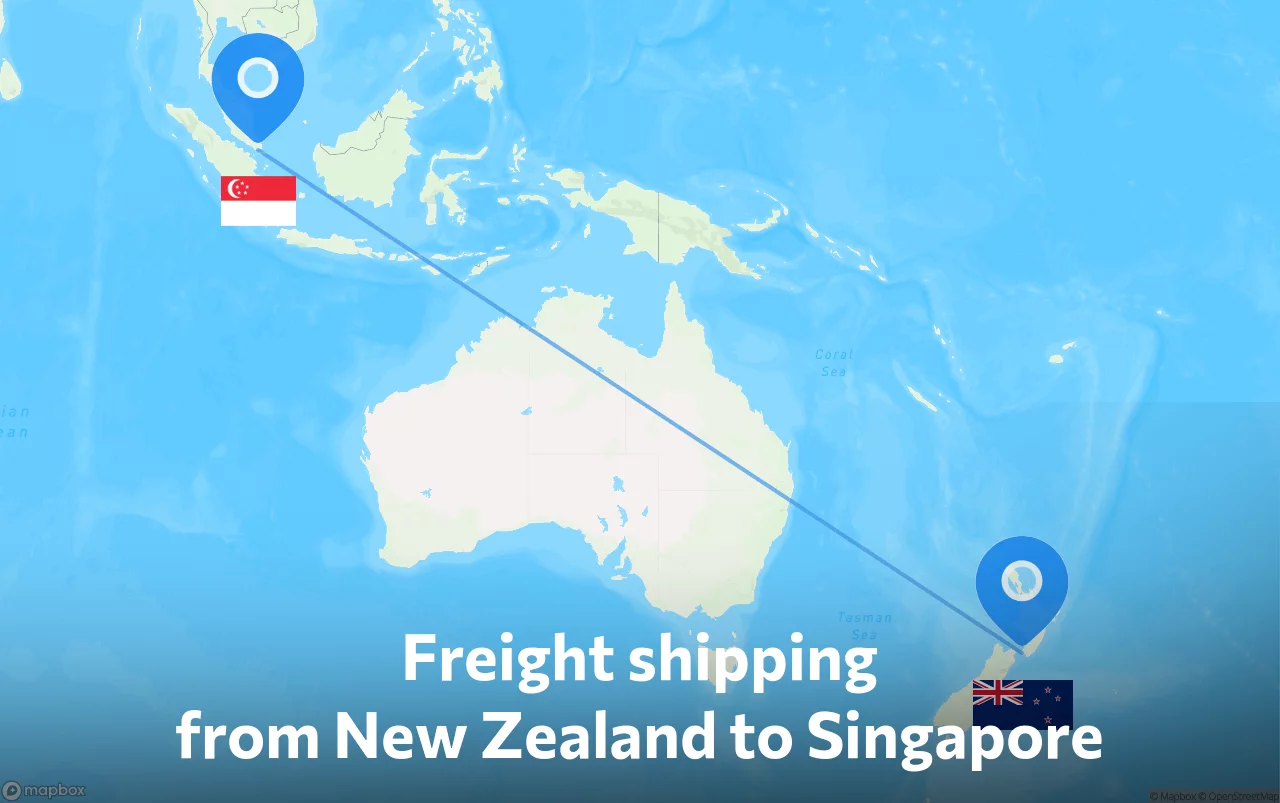 Shipping route from New Zealand to Singapore
