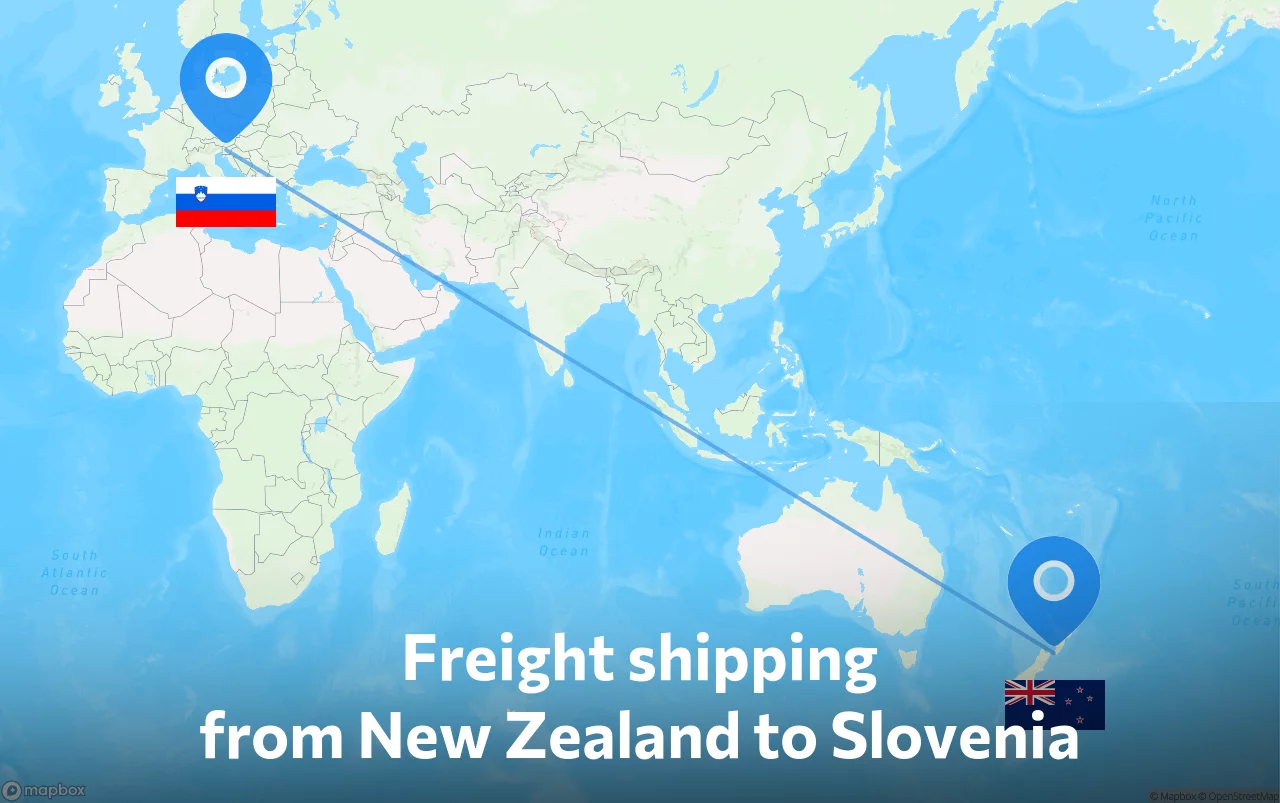Shipping route from New Zealand to Slovenia