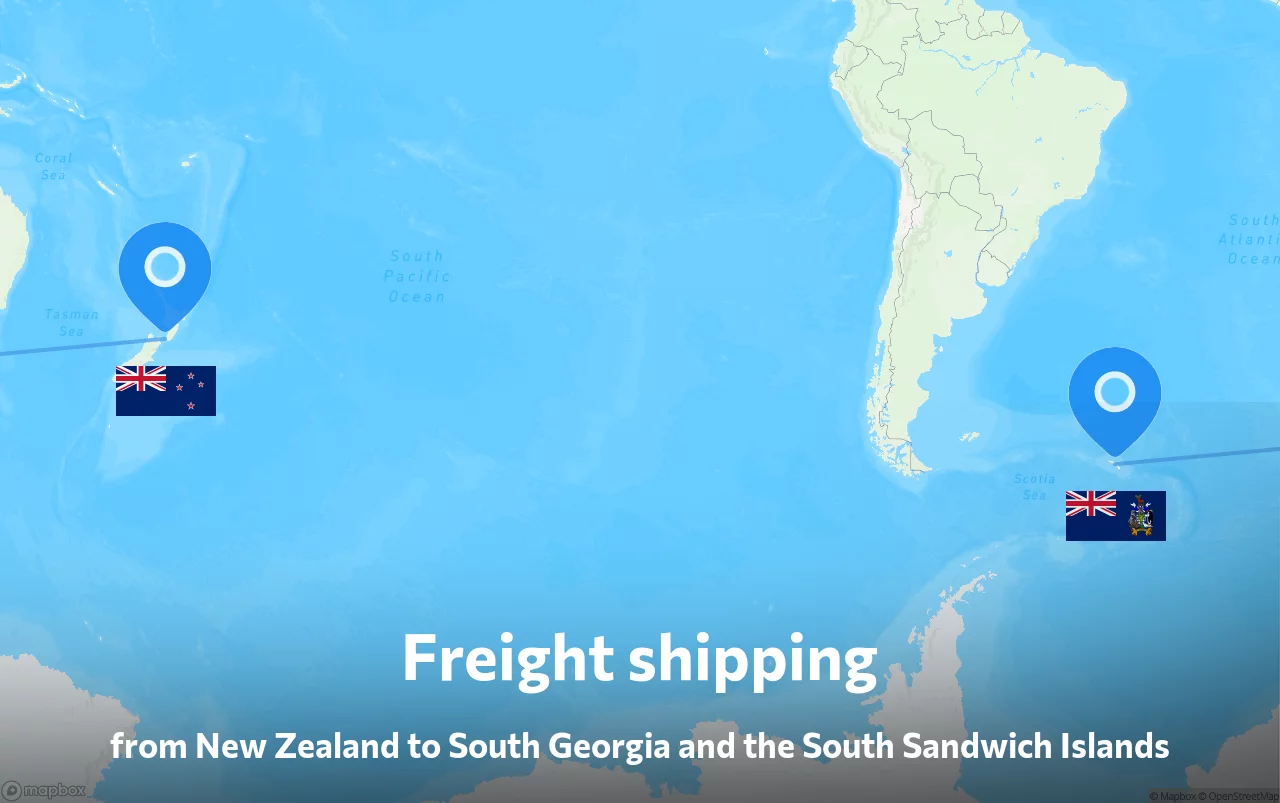 Shipping route from New Zealand to South Georgia and the South Sandwich Islands