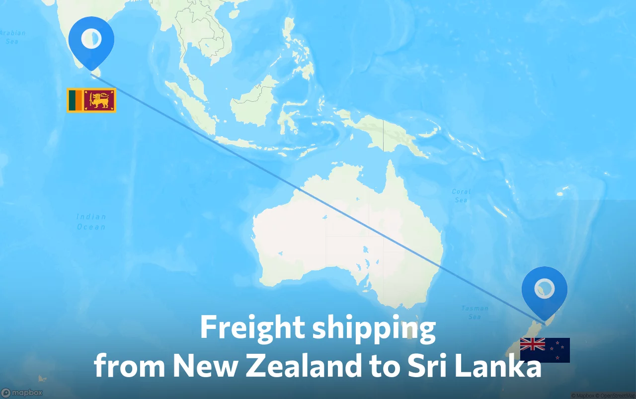 Shipping route from New Zealand to Sri Lanka