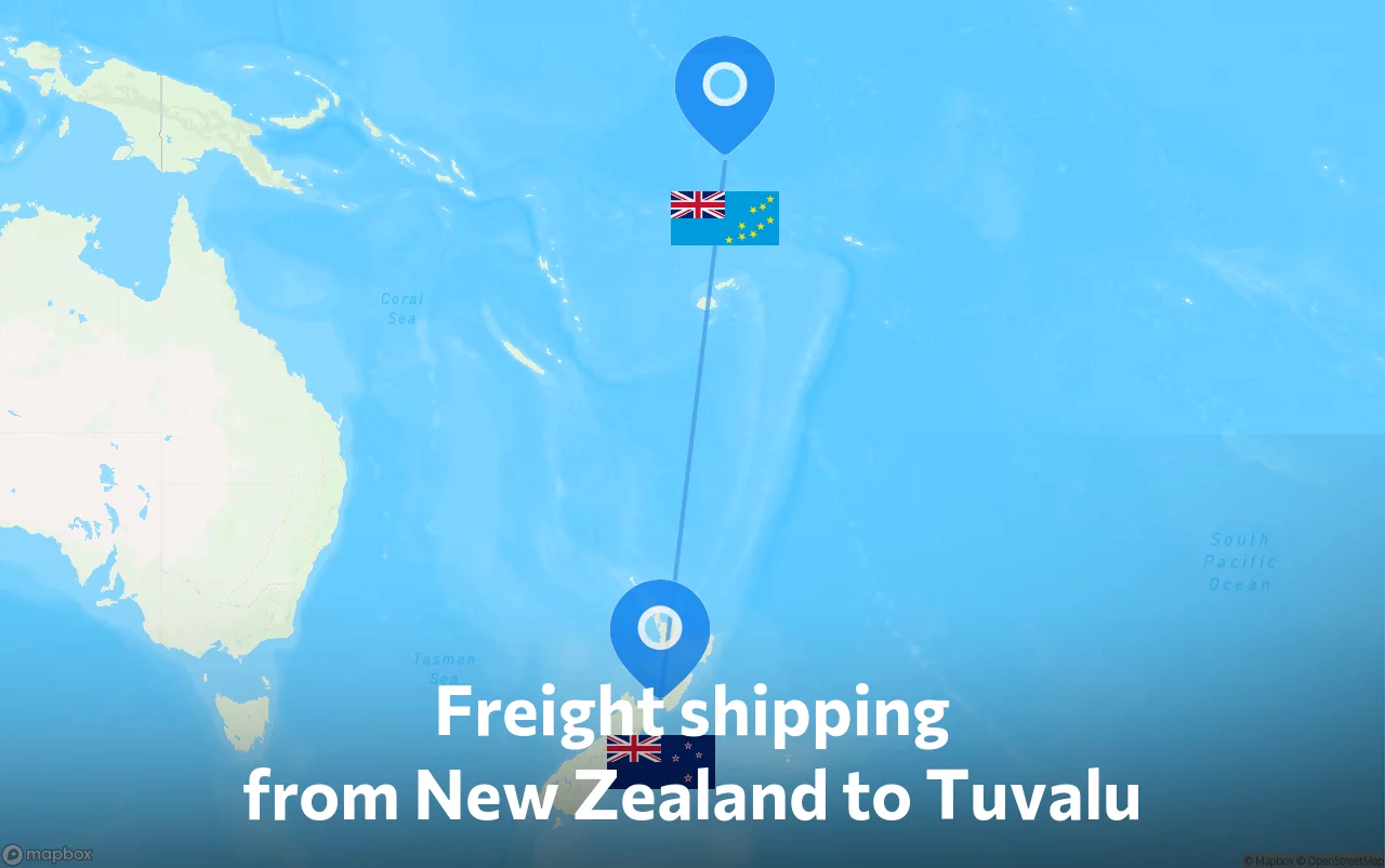 Shipping route from New Zealand to Tuvalu