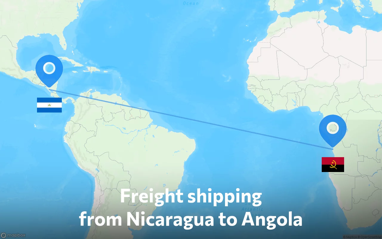Shipping route from Nicaragua to Angola