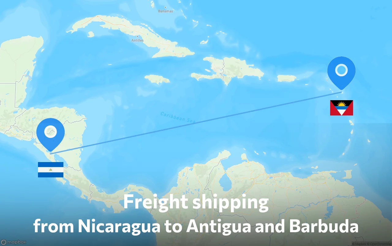 Shipping route from Nicaragua to Antigua and Barbuda