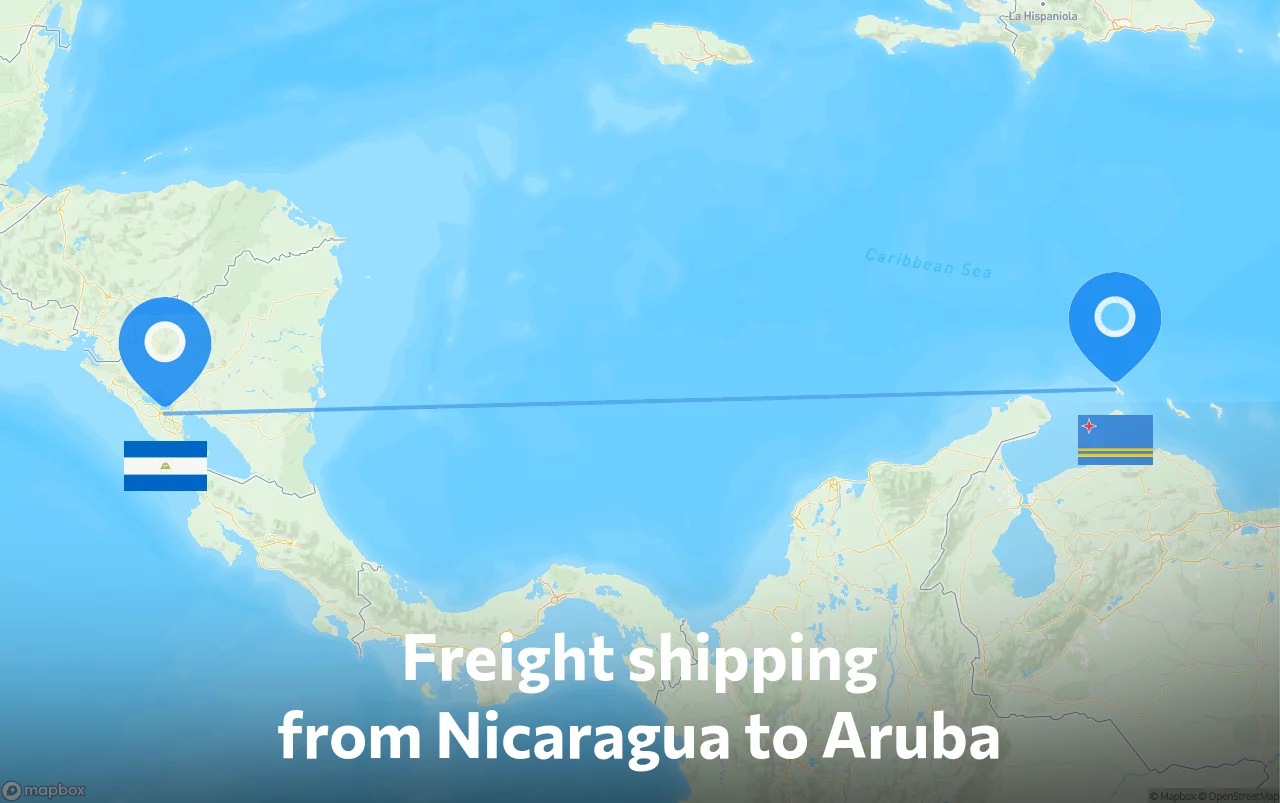 Shipping route from Nicaragua to Aruba