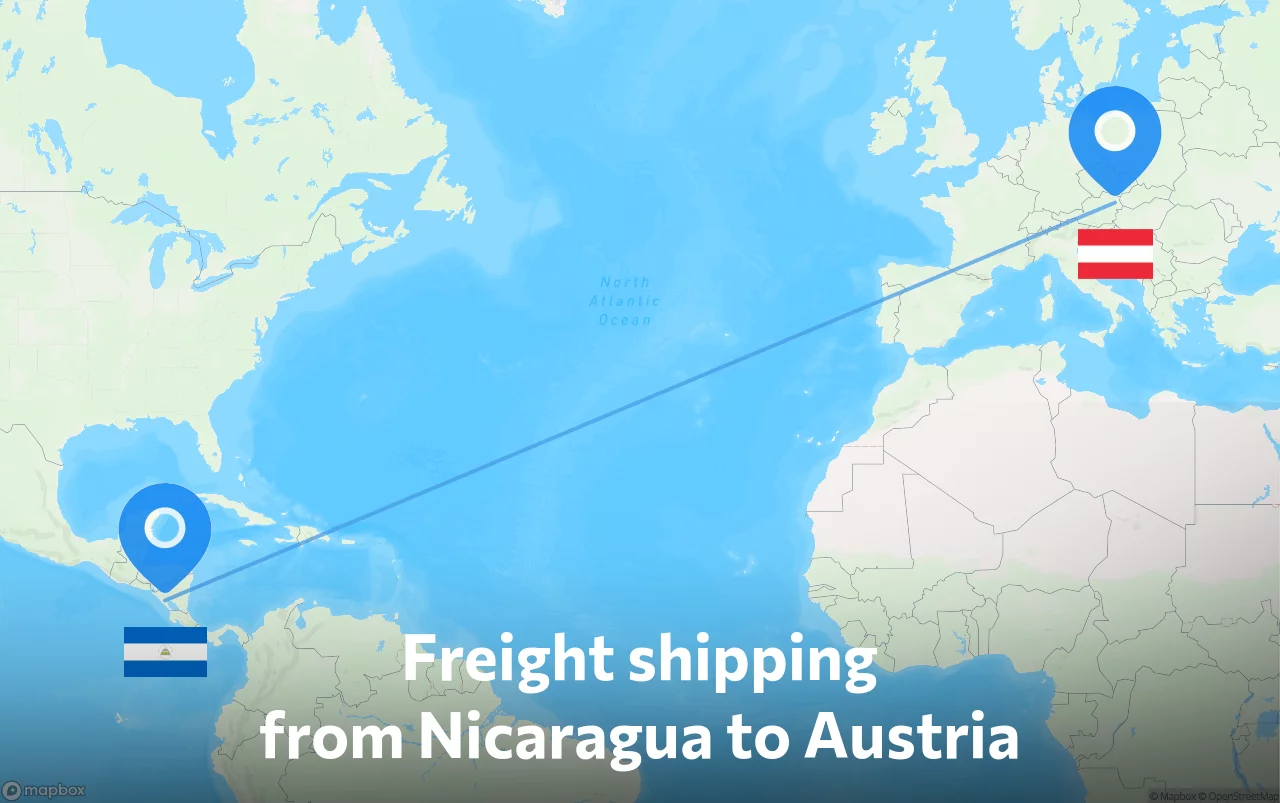 Shipping route from Nicaragua to Austria