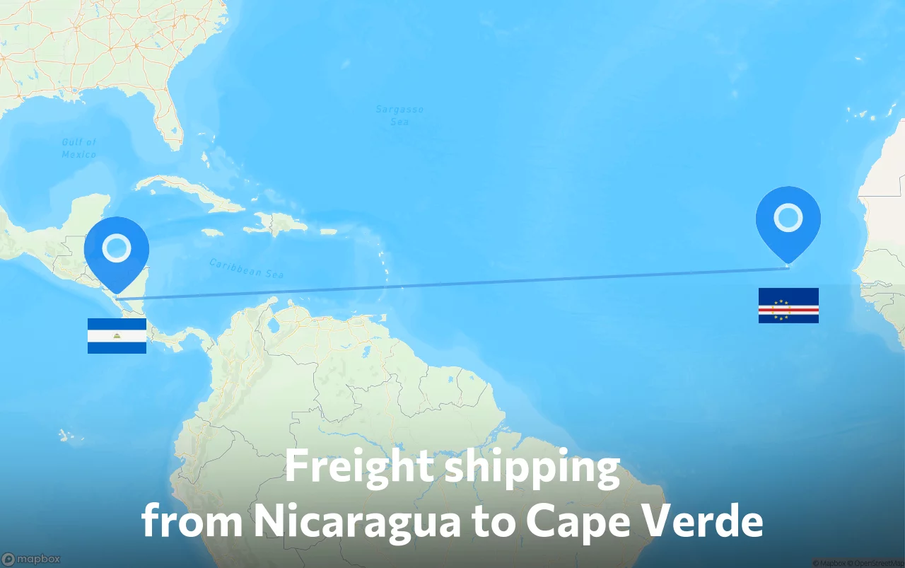 Shipping route from Nicaragua to Cape Verde