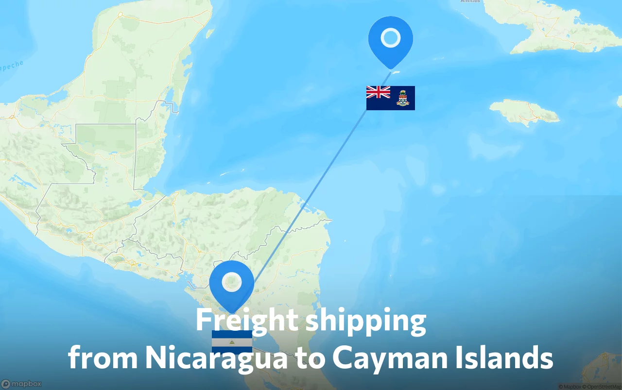 Shipping route from Nicaragua to Cayman Islands