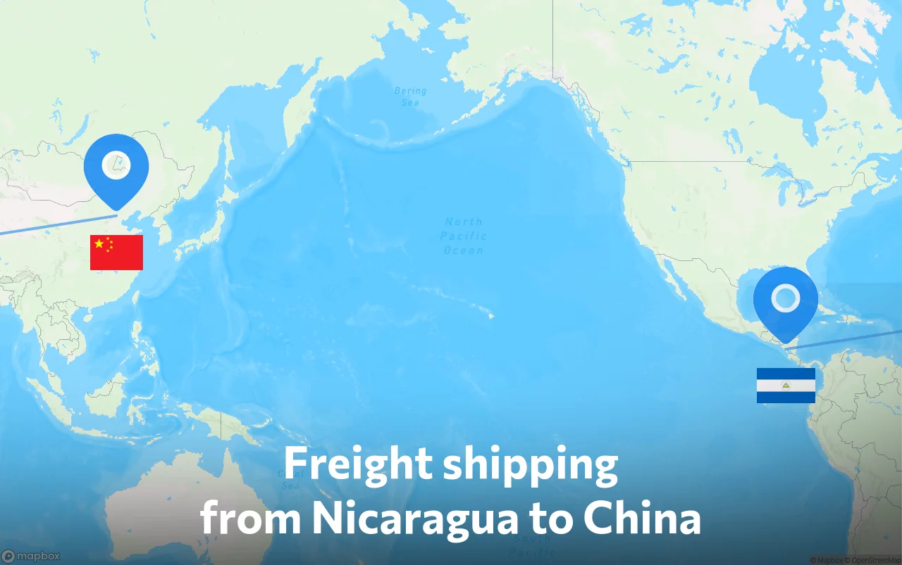 Shipping route from Nicaragua to China