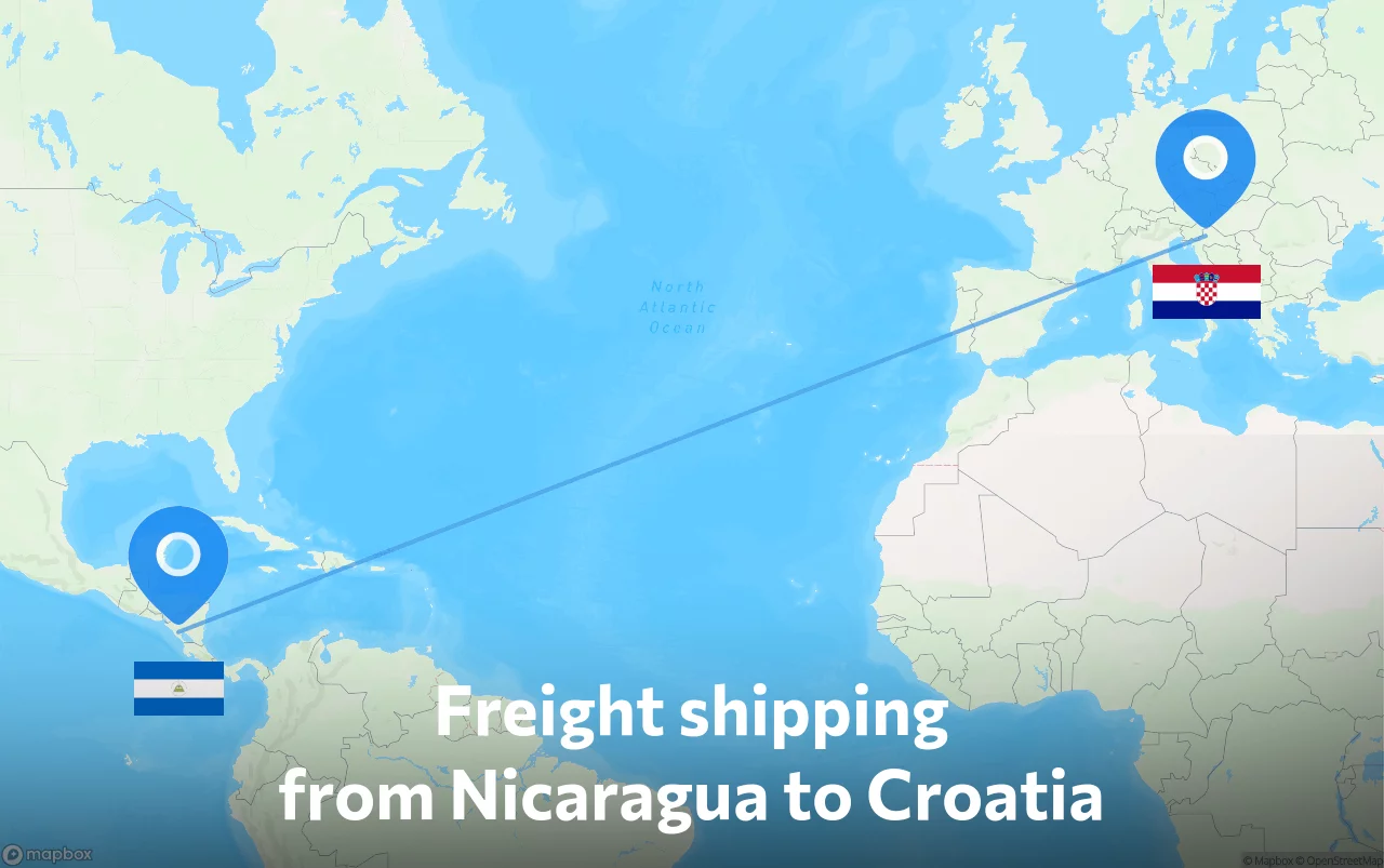 Shipping route from Nicaragua to Croatia