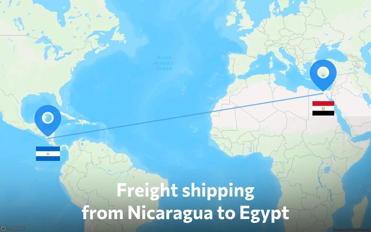 Shipping route from Nicaragua to Egypt